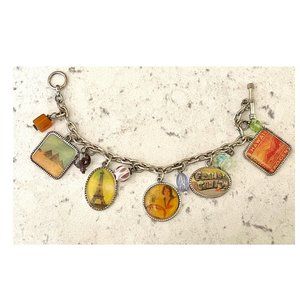 vintage travel Charm Bracelet ~ Hawaii, Paris, Cunard & more
